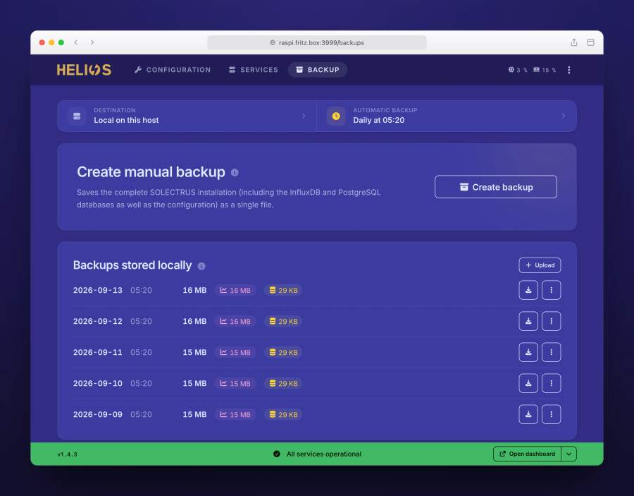 Backup settings in the browser