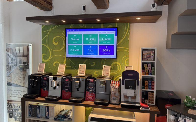 Photovoltaik-Visualisierung im Ladenlokal