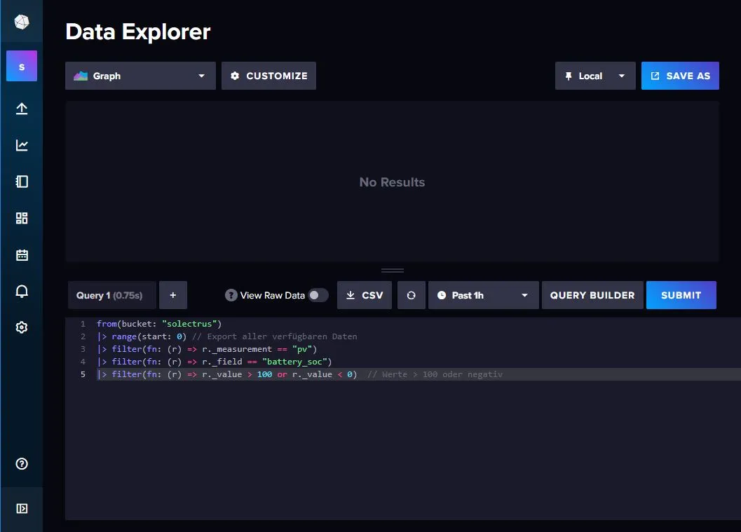 Flux-Query im Data Explorer von InfluxDB