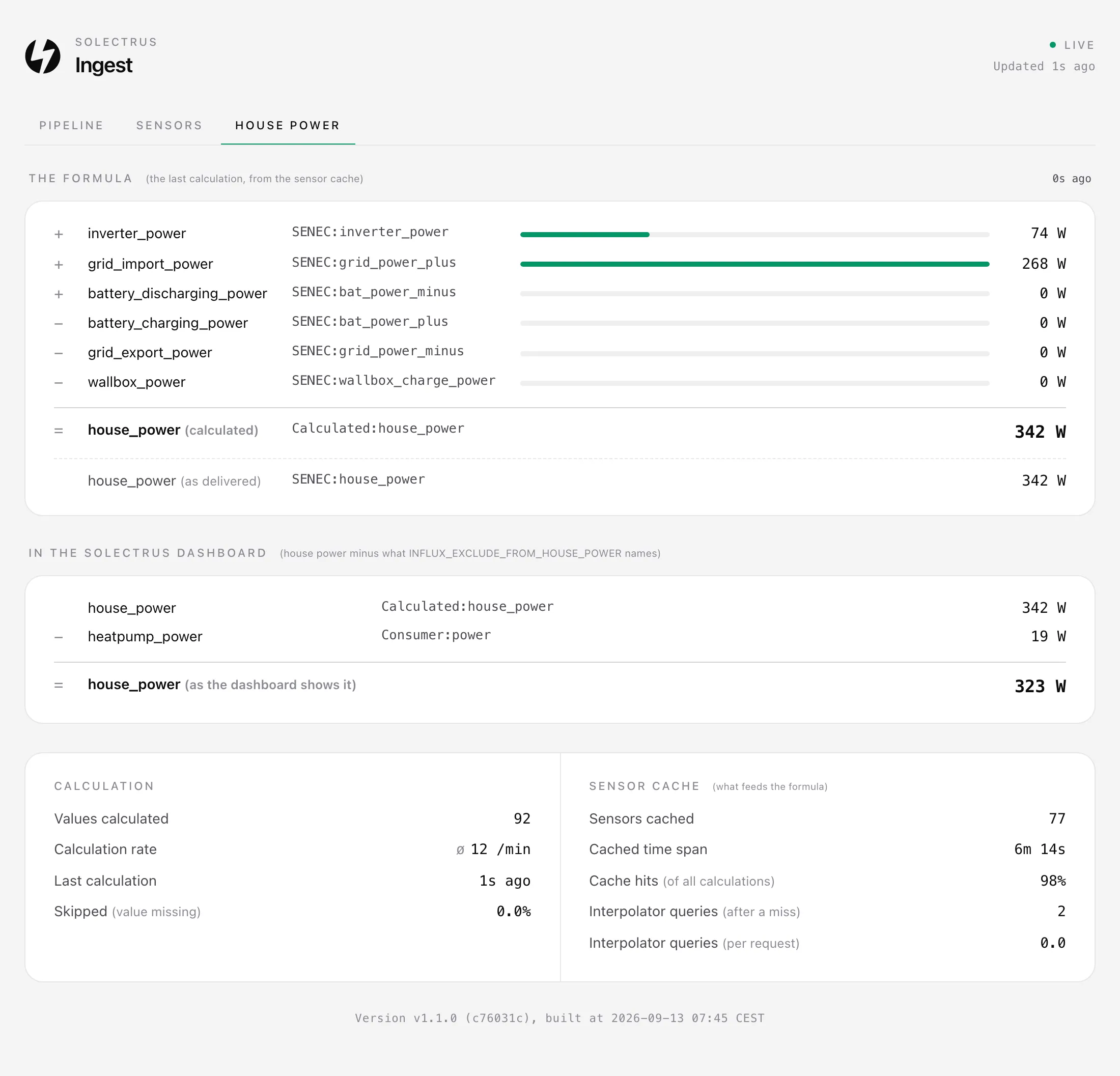 Tab House power der Ingest-Web-Oberfläche