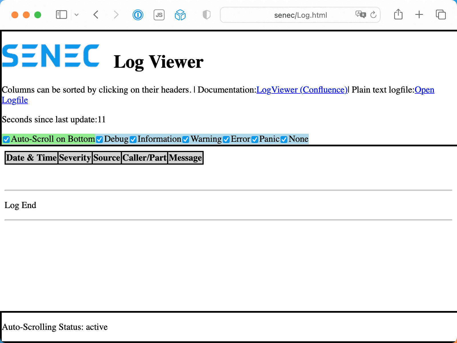 Log ist leer