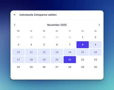 Individueller Zeitraum über Kalenderauswahl